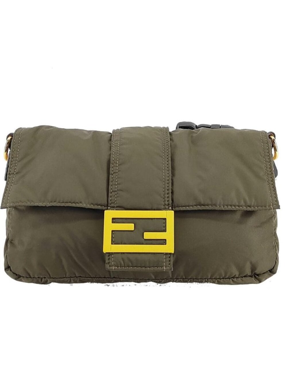 Fendi Mamma Baguette Nylon Shoulder Bag Khaki